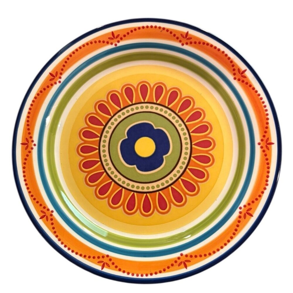 Pier 1 Mexicali Ironstone Salad Lunch Multicolor Plates 8-3/4” Set of 4 READ